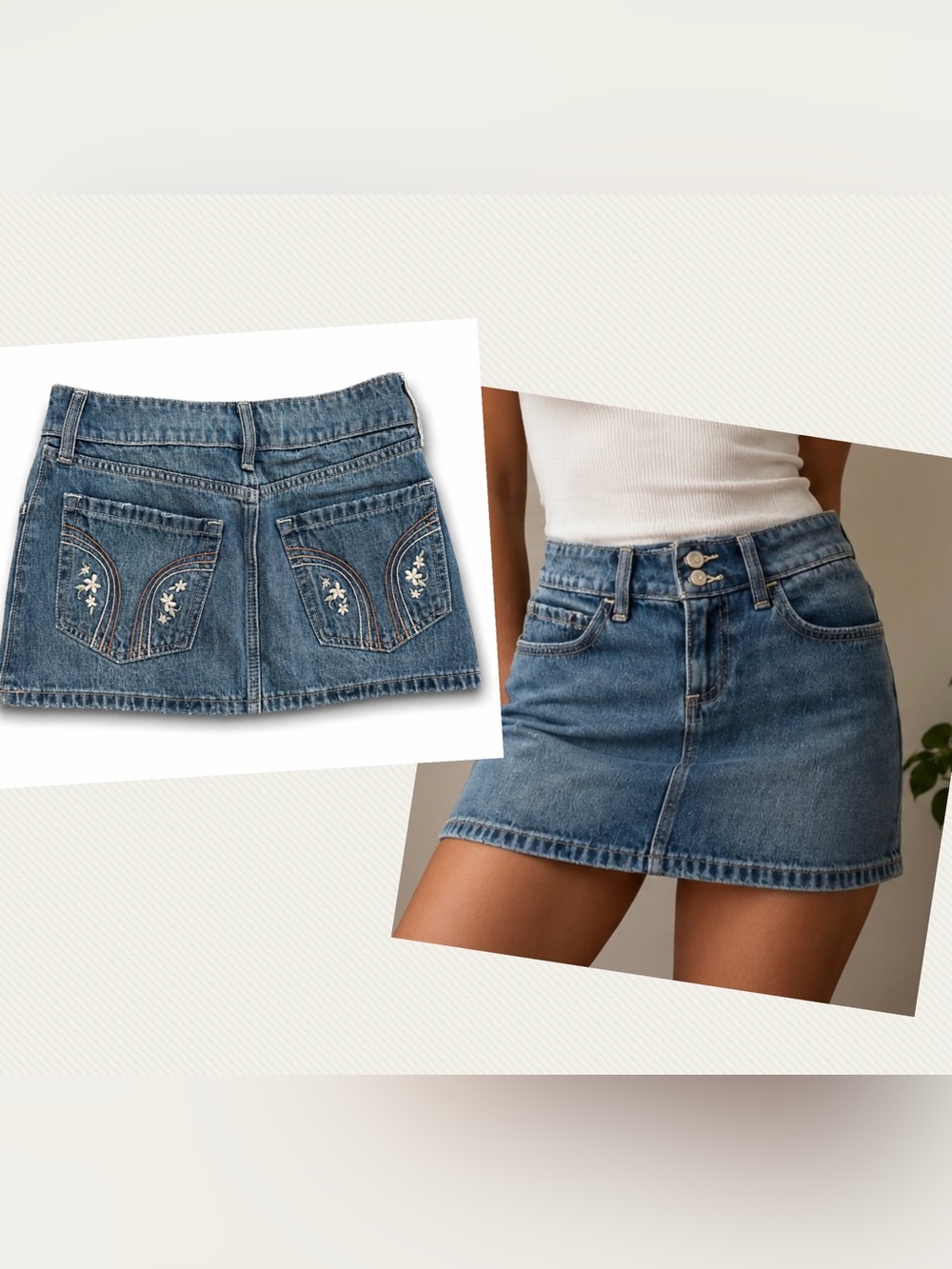 Hollister Jean Skirt Mini Skort with built in shorts size 000 (23) NWT